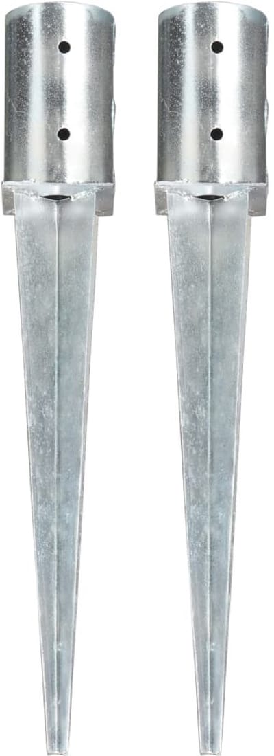 Grondpennen & Grondankers - Set van 2 stuks - Ø 8 x 61 cm - Gegalvaniseerd Staal - Slaganker met Speerpunt - Voor Tuinhekken, Bogen & Palen - Roestvrij