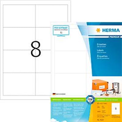 Herma premium adresetiketten nr. 4624, 97 x 67,7 mm, zelfklevend, permanent klevend, bedrukbaar, papier, wit, 1600 stuks op 200 vellen