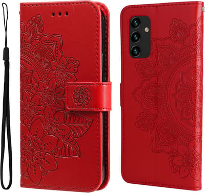 Coverup Hoesje - Geschikt voor Samsung Galaxy A13 4G Hoesje - Coverup Mandala Bloemen Book Case - Rood