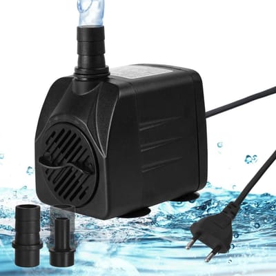 GELLDG Mini-waterpomp - 600 liter/uur - 10 watt - Ultrastil en hoge opvoerhoogte - Kleine aquariumwaterpomp - Fonteinpomp - Voorzien van een 1,5 meter lange stroomkabel en 2 sproeikoppen - Geschikt voor aquariums, vijvers, fonteinen.