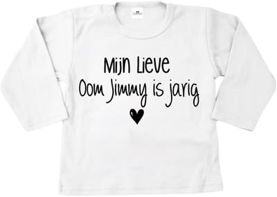 Shirt voor baby's en kids mijn lieve oom met eigennaam is jarig-Maat 56