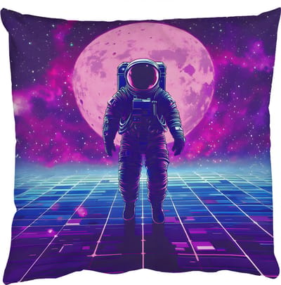 Sierkussens - Kussentjes Woonkamer - 50x50 cm - Astronaut - Maan - Roze - Sterrennevels