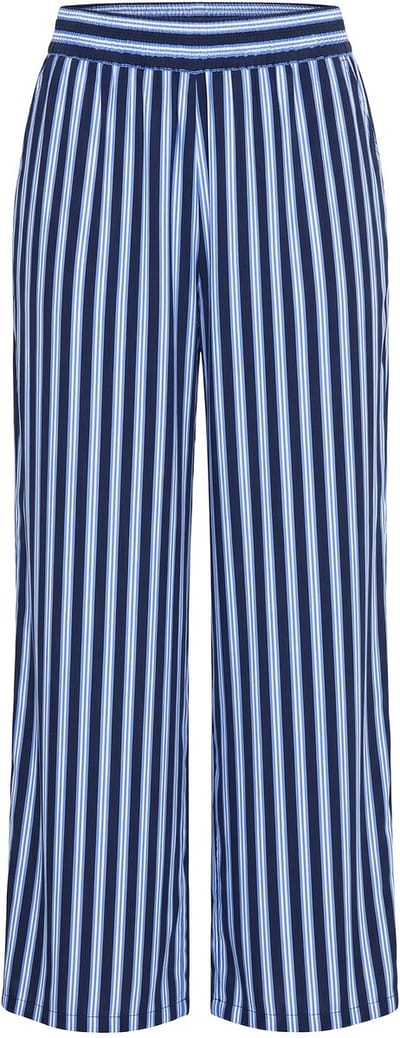 Studio Untold - Dames - Broek wijde pijpen hoge taille strepen - Donkerblauw - Maat 42+