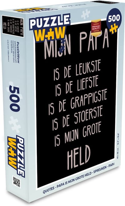 Puzzel Quotes - Papa is mijn grote held - Spreuken - Papa - Legpuzzel - Puzzel 500 stukjes - Vaderdag cadeautje - Cadeau voor vader en papa