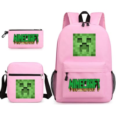 Minecraft Schooltas Game Merchandise Student Grote Capaciteit Print Drie Delige Schooltas Mannen En Vrouwen Three-piece set
