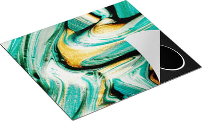 Chefcare Inductie Beschermer Abstracte Kunst - Groen met Gouden Verf - 60x50 cm - Afdekplaat Inductie - Kookplaat Beschermer - Inductie Mat