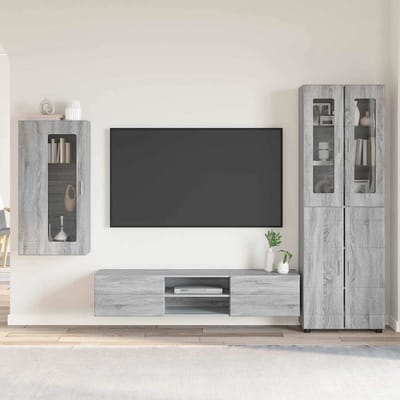 vidaXL - Tv-meubelset - FLORIN - 3 - st - Grijs - Sonoma - Bewerkt - hout