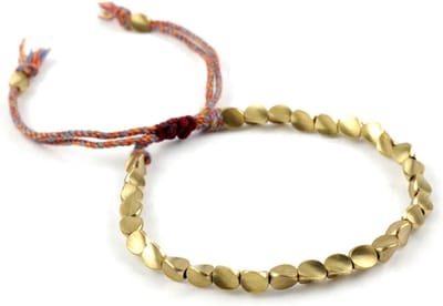 Tibetaanse armband met koperen kralen, geluk armband goud | Sparkolia