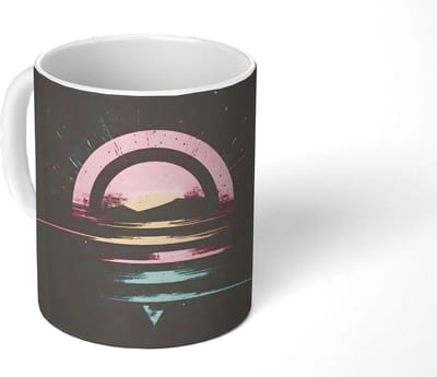 Mok - Koffiemok - Cirkel - Abstract - Roze - Mokken - 350 ML - Beker - Koffiemokken - Theemok