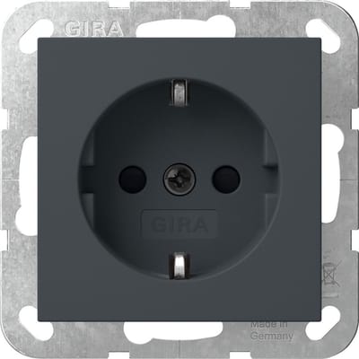 GIRA Systeem 55 Wandcontactdoos met randaarde kinderveilig 1V Antraciet 475528