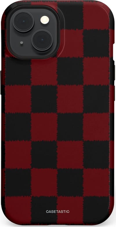 Casetastic hoesje geschikt voor Apple iPhone 15 - MagSafe - Dubbellaagse bescherming - De Houthakker - Fashion Case - Zwart Bordeaux