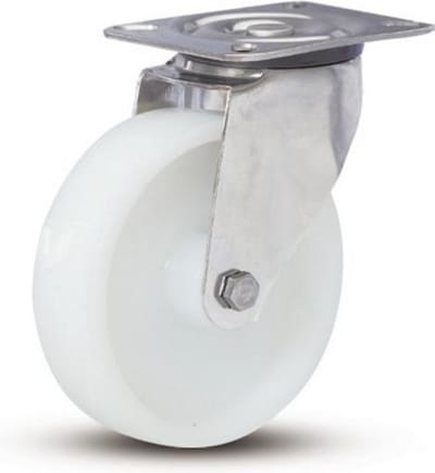 Nylon RVS zwenkwiel met topplaat - 80mm - 140kg
