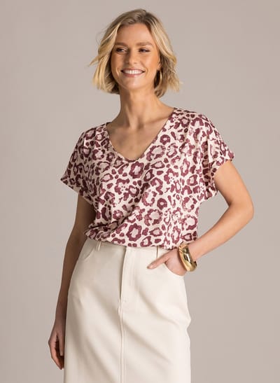 YEST Gieltje Essential Tops - Plum/Multi Colour - maat 40