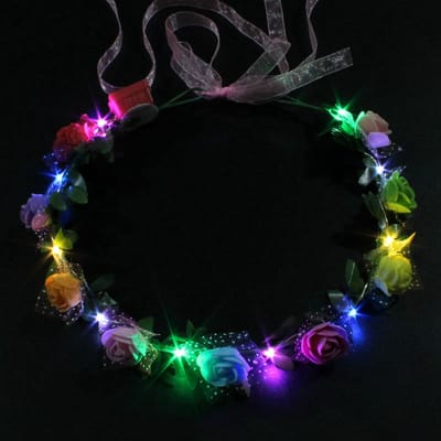 LED Haarband Bloemen met Roosjes – Lichtgevende Tiara voor Festival & Carnaval