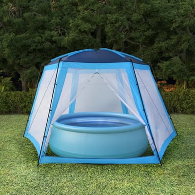 vidaXL - Zwembadtent - 660x580x250 - cm - stof - blauw