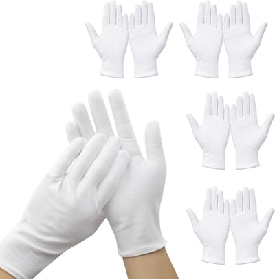 Katoenen handschoenen maat L, herbruikbare witte handschoenen voor eczeem, neurodermitis en droge handen, zacht en elastisch voor optimaal comfort