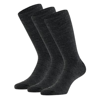 Apollo - Merino Wolllen sokken - Unisex - Antipress - 3-Pak - Antraciet - Maat 39/42 - Diabetes sokken - Sokken zonder elastiek - Naadloze sokken