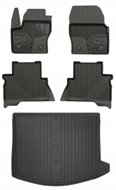 FROGUM Line 77 – Rubber automatten + kofferbakmat – Perfecte pasvorm – Geurloos TPE – Hoge beschermrand – Ford Kuga II automat