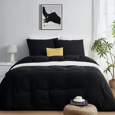 Dekbedovertrek Set - Beddengoed - Slaapkamer Comfort - Superzacht Gewassen - 240x220cm - Zwart