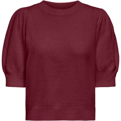 Only bordeaux dames trui   Ronde hals   Regular fit   Gemeleerd patroon   Duurzaam   Korte mouw Bordeaux XS
