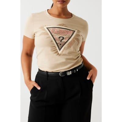 GUESS Cn Ss Triangle Palm Foamy Taupe Taglia: XS | Maglie Sportivi Outlet | Donna | Nero