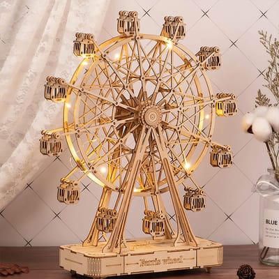 3D-puzzel, houten puzzel, 3D-speeldoos, modelbouwset voor volwassenen, creatieve doe-het-zelf-bouwset, knutselset voor decoratie en esthetische geschenken voor tieners (Ferris Wheel)