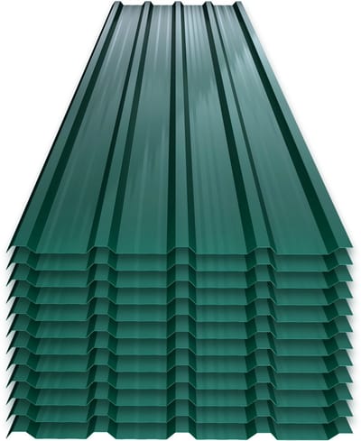 Trapeziumplaat Trapeziumplaten Set 12 Stuks – Verzinkt Stalen Dakplaten 129,5x45 cm – Golfplaten voor Dak & Wand – Incl. 120 Schroeven – Groen