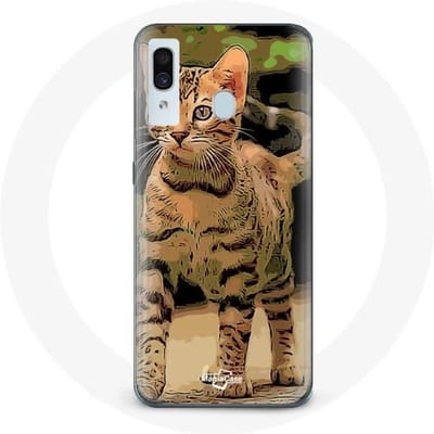 Coque pour Samsung Galaxy A20 Bengal Race de chats dessin Animé