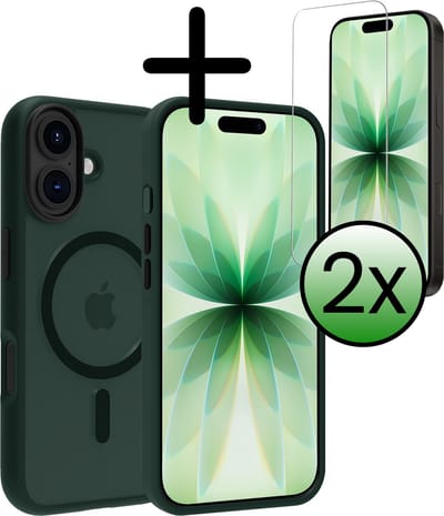 Hoesje Met 2x Screenprotector - Geschikt voor Apple iPhone 17 - Magsafe Compatible - Sterk & Shockproof - Back Cover - Shock Proof Case - Telefoon Hoes - Donkergroen