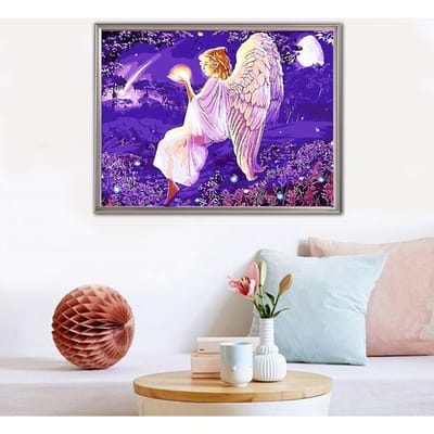 Peinture par numéros Ange Photos Fille Art Mural Figure Bricolage Peinture Toile Peinte à la Main Décoration de Maison 20X30CM purple
