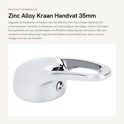 Dailygoods- Kraanhandgreep 35mm - Verstelbaar - Zinklegering - Chroomafwerking - Duurzaam - Eenvoudige installatie - Kraan