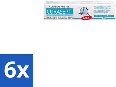 6 x Curasept Gel-Tandpasta 0,05% CHX 75 ml - Tandpasta - Antibacteriële Tandpasta - Chloorhexidine - Tandvleesbescherming - Plaquevoorkomend
