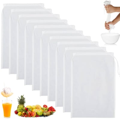 Dailygoods- Notenmelkzak 10 stuks - 30 x 20 cm - Voedselveilige Nylon - Herbruikbare Zeefzak - Duurzaam - Makkelijk schoon te maken