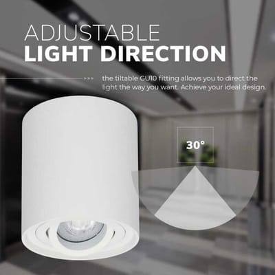 HOFTRONIC Ray - Plafondspot wit - Opbouw - Kantelbaar en Dimbaar - Verwisselbare GU10 Spot - 6000K Daglicht wit - 5 Watt 400 lumen - 95x95x105mm - IP20 voor woonkamer, slaapkamer en gang - Plafondverlichting binnen