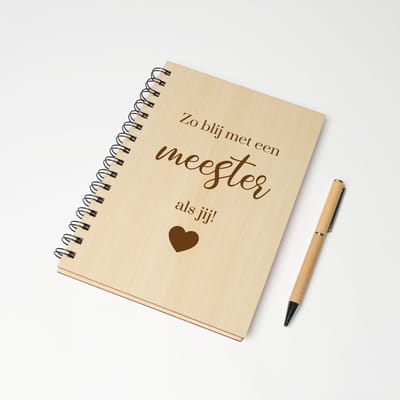 Notitieboek A5 - Luxe balpen - Cadeau - Einde schooljaar cadeau - Notitieboek - Cadeau meester - Blij met een meester als jij