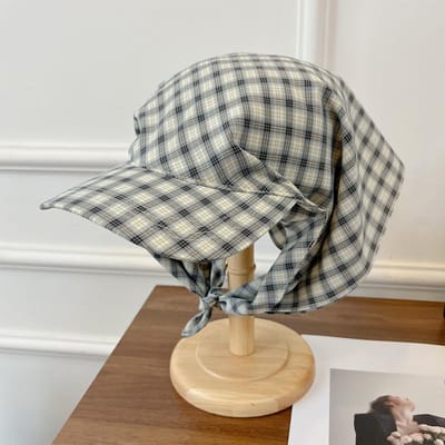 Nouvelle Casquette de Baseball à Sangle à Carreaux Coréenne Protection Solaire Bandeau Coréen Personnalisé pour Femmes Chapeau de Protection Solaire gray