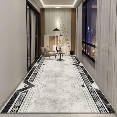 Witte Marmer Loper Lang Gang Tapijt Scandinavische Luxe Decoratie Woonkamer Antislip Gangkleed Hotel Hal Trap Wasbare Matten 160*200cm