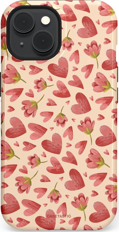 Casetastic Hoesje Geschikt voor Apple iPhone 15 Magsafe - Stijlvolle Beschermende Duo-layer Case - Verbonden Hartjes