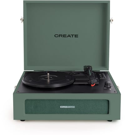 CREATE - Platenspeler Retro met Bluetooth, USB, SD, MicroSD en MP3-recorder/speler - Sage - RECORD PLAYER RETRO