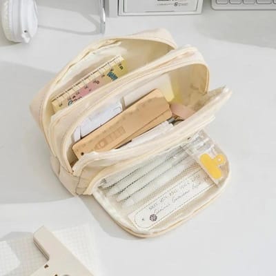 Meisje Grote Capaciteit Esthetische Potlood Tas School Etui Pen Houder Schattig Briefpapier Eenvoudige Stijl Rits Potlood Etui Schoolbenodigdheden