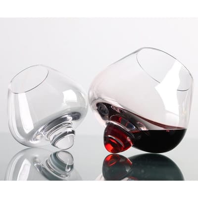 Kristallen Likeurglas Schommelend Whiskey Tumbler, Rock Cup, Tumbler, Likeur, Cognac, Brandy, Snifter Wijnglazen, Denemarken Ontwerp 235ml white