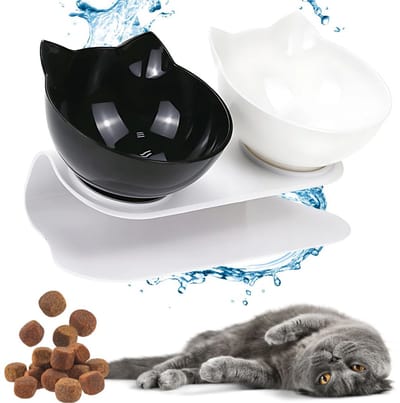Dubbele Voer- en Drinkbak voor Honden en Katten (2x400 ml)