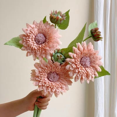 Kunstplanten 3 stuks - Kunstbloemen zonnebloemen - Woonkamer decoratie - Realistisch uiterlijk - 45 cm lengte - Oranje