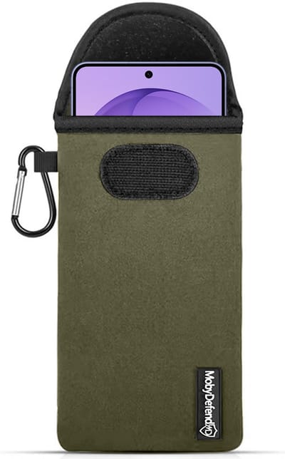 MobyDefend Hoesje - Geschikt voor Samsung Galaxy S26 Plus (S26+) - Neopreen Pouch Met Karabijnhaak - Insteek - Riemlus - Groen