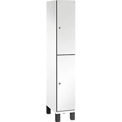 C+P Double-storey locker Cambio, 1 vak, 2 vakken, op poten, B 300 x D 525 x H 1980 mm, verkeerswit/wit