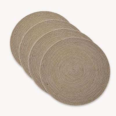 Placemat Set Gevlochten Jute/Katoen Rond 6 stuks | 38 cm | Jute Cotton Natural | Natuurlijke Onderlegger | Landelijke & Tijdloze Tafeldecoratie