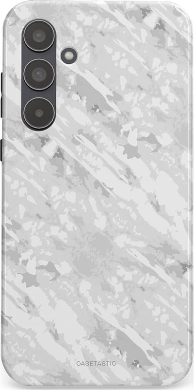 Casetastic hoesje geschikt voor Samsung Galaxy A55 - Dubbellaagse bescherming - Winterse Camouflage - Fashion Case - Lichtgrijs Wit
