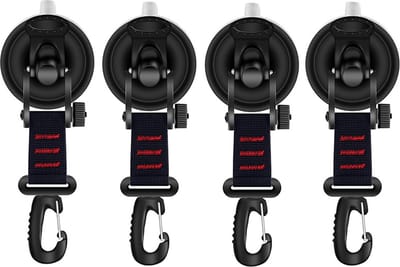 Set van 4 grote zuignap-haken - Krachtige Zuignap Anker Heavy Duty - Multifunctionele Zuignappen - Zwart - Haak met zuignap - Haak zonder te boren - voor camper, huistent, auto-voortenten, luifels en autoafdekking - voor voortent, zijmarkies, boot