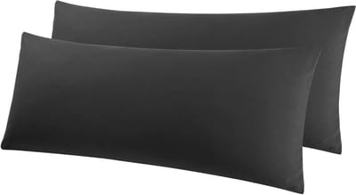 Set van 2 kussenslopen, 100% microvezel, 50 x 150 cm, zijslaapkussen, decoratieve overtrek, zwart kleur.