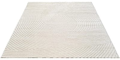 Vloerkleed Elio Japandi – Modern Design met Ronde Lijnen in Crème-80 x 300 cm